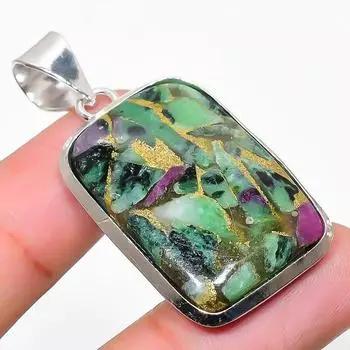 Ювелирный кулон из серебра 925 пробы с рубиновым цосайтом, созданный в лаборатории вручную, 1,85 дюйма K0O68