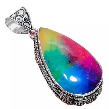 Ювелирный кулон из серебра 925 пробы с радужным солнечным кварцевым драгоценным камнем 2,17 дюйма AH-804 2.2 красный