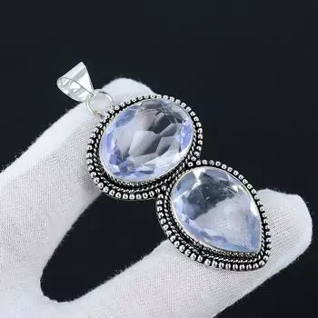 Ювелирный кулон из стерлингового серебра 925 пробы с белым топазом ручной работы, ювелирные изделия ручной работы, белое ювелирное ожерелье с подвеской, подарки в знак благодарности 2.55 белый