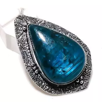 Ювелирный кулон из стерлингового серебра 925 пробы с натуральным синим лабрадоритом 2,05 дюйма u9m73