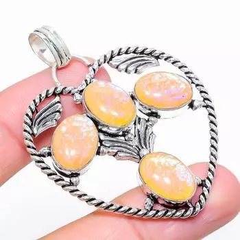 Ювелирный кулон из стерлингового серебра 925 пробы с оранжевым тройным опалом, 2,40 дюйма, E1s20 оранжевый