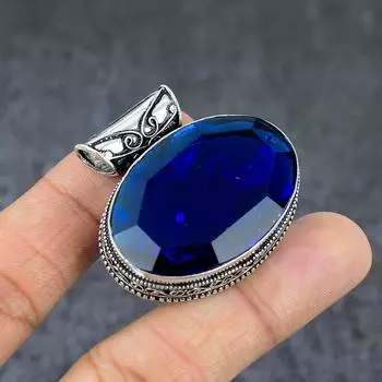 Ювелирный кулон из стерлингового серебра 925 пробы с натуральным лондонским голубым топазом 1,58 дюйма o2Y08