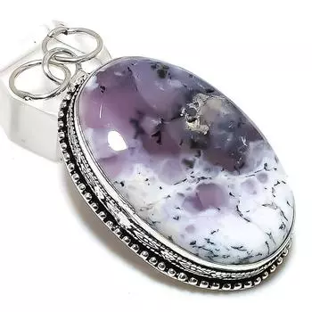 Ювелирный кулон из стерлингового серебра 925 пробы с натуральным дендритовым опалом 2,44 дюйма R4y24