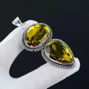 Ювелирный кулон из стерлингового серебра 925 пробы ручной работы с цитрином, ювелирные изделия ручной работы, желтое ювелирное ожерелье с подвеской, подарки в знак благодарности 2.55 жёлтый