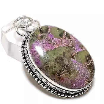 Ювелирный кулон из стерлингового серебра 925 пробы с натуральным пурпуритом 2,21 дюйма o3F50