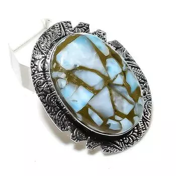 Ювелирный кулон из стерлингового серебра 925 пробы с натуральным медным драгоценным камнем Ларимар 1,77 дюйма E1o10