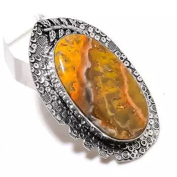 Ювелирный кулон из стерлингового серебра 925 пробы с яшмой из натурального шмеля 2,09 дюйма Y7t14