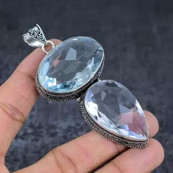 Ювелирный кулон из стерлингового серебра 925 пробы с натуральным белым топазом 3,55 дюйма m1g09