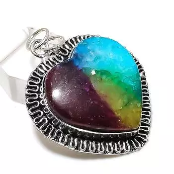 Ювелирный кулон из стерлингового серебра 925 пробы с натуральным радужным солнечным кварцем 2,01 дюйма U6A67
