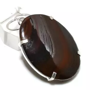 Ювелирный кулон из стерлингового серебра 925 пробы с натуральным железным тигровым глазом 2,05 дюйма z8J23