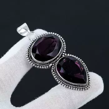 Ювелирный кулон из стерлингового серебра 925 пробы с аметистом ручной работы, ювелирные изделия ручной работы, фиолетовое ювелирное ожерелье с подвеской, подарки в знак благодарности 2.55