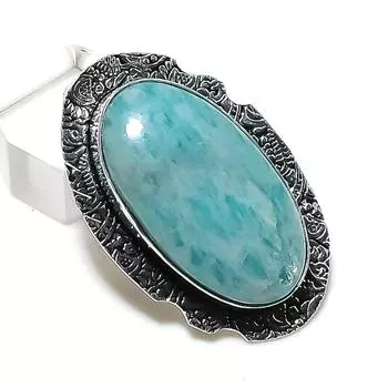 Ювелирный кулон из стерлингового серебра 925 пробы с натуральным амазонитом 1,85 дюйма H8K42