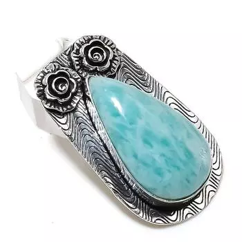 Ювелирный кулон из стерлингового серебра 925 пробы с натуральным амазонитом 2,01 дюйма r0f59