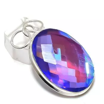 Ювелирный кулон из стерлингового серебра 925 пробы с натуральным фиолетовым мистическим топазом 2,17 дюйма n9l03
