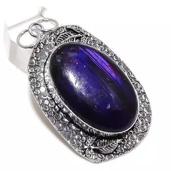 Ювелирный кулон из стерлингового серебра 925 пробы с натуральным фиолетовым лабрадором 2,48 дюйма M6K28