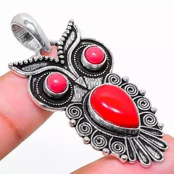 Ювелирный кулон из стерлингового серебра 925 пробы с красным кораллом, итальянский красный коралл, 2,01 дюйма u1S53 красный