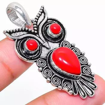 Ювелирный кулон из стерлингового серебра 925 пробы с красным кораллом, итальянский красный коралл, 2,01 дюйма, r2u13 красный