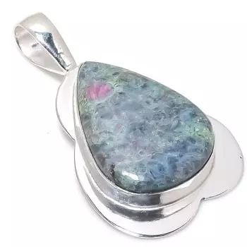 Ювелирный кулон из стерлингового серебра 925 пробы с драгоценным камнем RubyFuchsite 2,05 дюйма M5j46