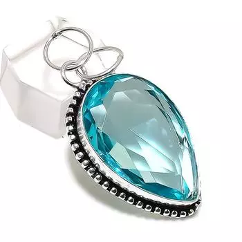 Ювелирный кулон из стерлингового серебра 925 пробы с натуральным швейцарским голубым топазом 1,85 дюйма h4K33