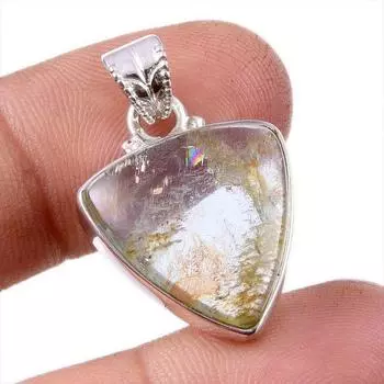 Ювелирный кулон из стерлингового серебра 925 пробы с натуральным аквамарином, 1,25 дюйма, K2R61