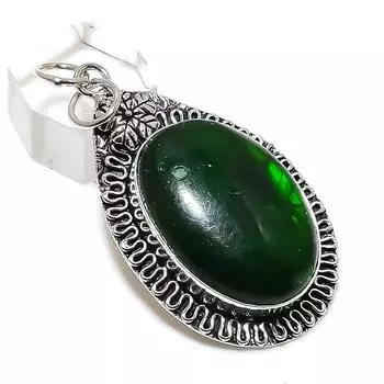 Ювелирный кулон из стерлингового серебра 925 пробы с натуральным зеленым лабрадором 2,36 дюйма G7M07