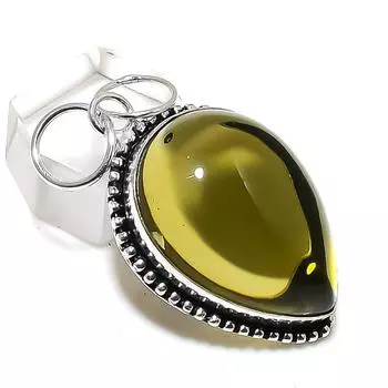 Ювелирный кулон из стерлингового серебра 925 пробы с натуральным зеленым аметистом 1,93 дюйма K5K35