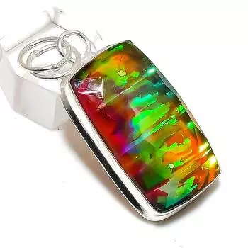Ювелирный кулон из стерлингового серебра 925 пробы с натуральным дихроичным стеклом, 1,97 дюйма, S6P58