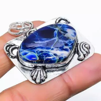Ювелирный кулон из стерлингового серебра 925 пробы с натуральным содалитом 1,77 дюйма S9T21