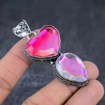 Ювелирный кулон из стерлингового серебра 925 пробы с натуральным мистическим топазом 2,64 дюйма I8I12