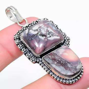 Ювелирный кулон из стерлингового серебра 925 пробы с фарфоровой яшмой 2,29 дюйма F4p94 фиолетовый