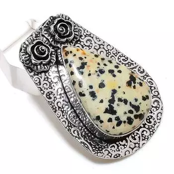 Ювелирный кулон из стерлингового серебра 925 пробы с натуральным далматинским яшмом 1,97 дюйма p8D80