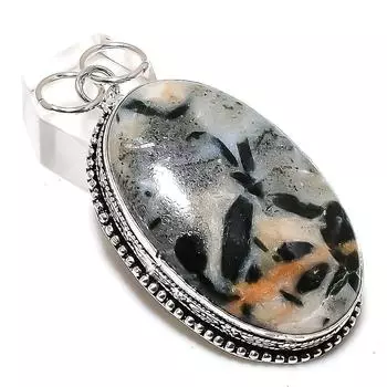 Ювелирный кулон из стерлингового серебра 925 пробы с натуральным черным рутилом 2,60 дюйма Z4b06