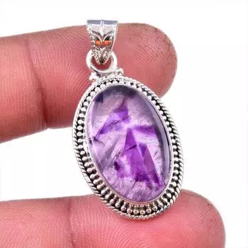 Ювелирный кулон из стерлингового серебра 925 пробы с натуральным какоксенитом, 1,50 дюйма, k6u62