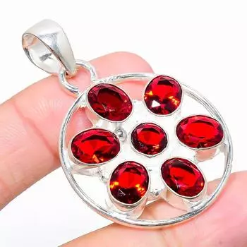 Ювелирный кулон из стерлингового серебра 925 пробы с гранатом из Мозамбика 2,05 дюйма F6M55 красный