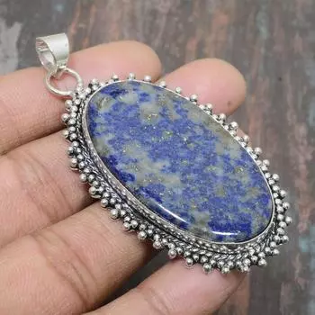 Ювелирный кулон из стерлингового серебра 925 пробы ручной работы из ляпис-лазури для нее 2.76 Inches синий