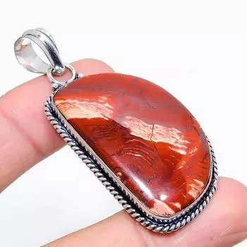 Ювелирный кулон из стерлингового серебра 925 пробы с красным змеиным камнем 2,40 дюйма H2L88 красный