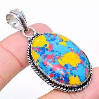 Ювелирный кулон из стерлингового серебра 925 пробы с мозаикой из яшмы 2,09 дюйма h3y78 жёлтый