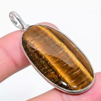 Ювелирный кулон из стерлингового серебра 925 пробы с драгоценным камнем «Тигровый глаз» 2,36 дюйма y0V44 жёлтый