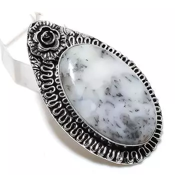 Ювелирный кулон из стерлингового серебра 925 пробы с натуральным дендритовым опалом 2,09 дюйма U4F59