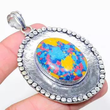 Ювелирный кулон из стерлингового серебра 925 пробы с мозаикой из яшмы 2,84 дюйма B8Z45 жёлтый