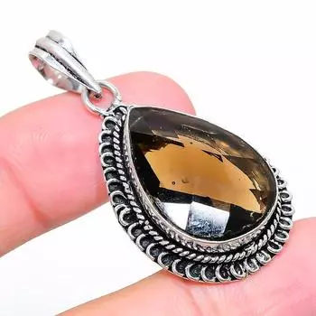 Ювелирный кулон из стерлингового серебра 925 пробы с дымчатым топазом, 1,89 дюйма, d7S62