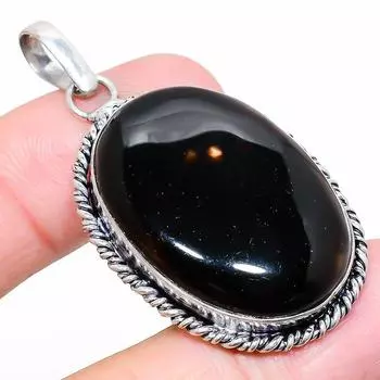 Ювелирный кулон из стерлингового серебра 925 пробы с черным ониксом 2,01 дюйма D7S87 чёрный