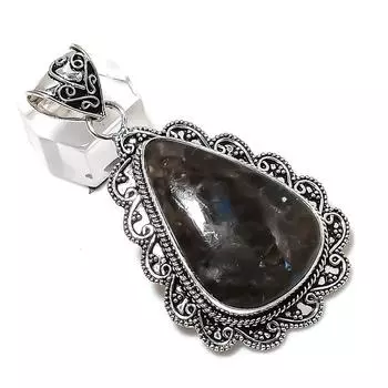 Ювелирный кулон из стерлингового серебра 925 пробы ручной работы с драгоценным камнем Ларвикит 2,56 дюйма w2T10