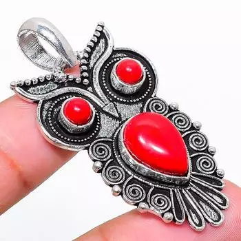 Ювелирный кулон из стерлингового серебра 925 пробы с красным кораллом, итальянский красный коралл, 2,01 дюйма q0w41 красный