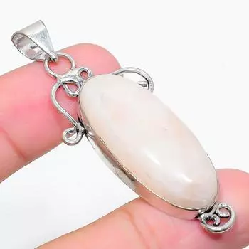 Ювелирный кулон из стерлингового серебра 925 пробы с радужным лунным камнем 2,36 дюйма p6w73 белый