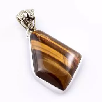 Ювелирный кулон из стерлингового серебра 925 пробы с натуральным тигровым глазом, 1,6 дюйма, e4S18