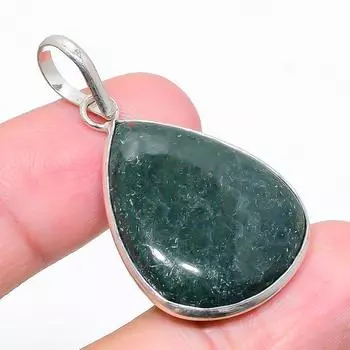 Ювелирный кулон из стерлингового серебра 925 пробы с кровавым камнем 1,69 дюйма c0T76 зелёный