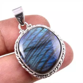 Ювелирный кулон из стерлингового серебра 925 пробы с натуральным лабрадоритом, 1,5 дюйма, v8I20