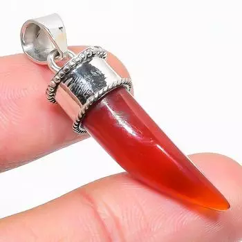 Ювелирный кулон из стерлингового серебра 925 пробы с натуральным сердоликом 1,75 дюйма V9G10