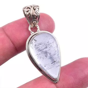 Ювелирный кулон из стерлингового серебра 925 пробы с натуральным аквамарином, 1,50 дюйма, F2P47